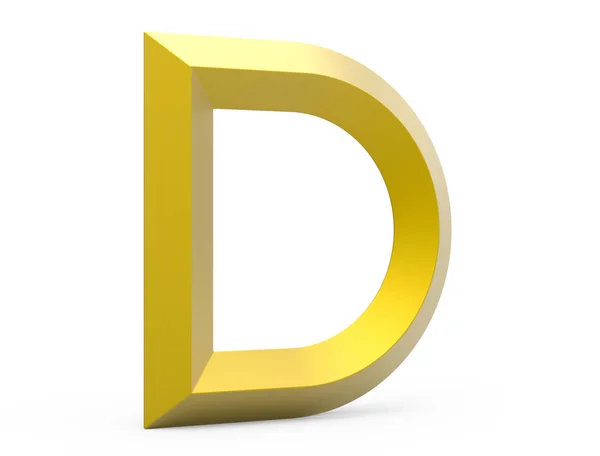 3D render gouden afgeschuinde alfabet D — Stockfoto