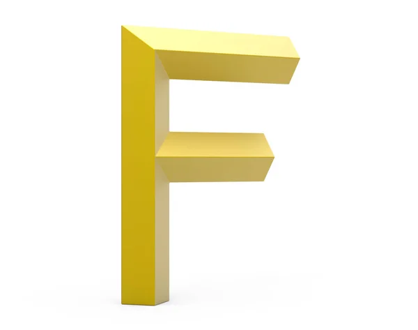 3D rendern goldene abgeschrägte Buchstaben f — Stockfoto