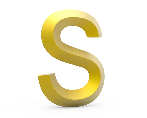 3D render golden beveled alphabet S — Stock Photo, Image