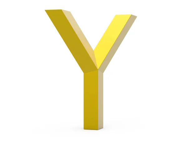 3D візуалізація золотистої скошеної абетки Y — стокове фото