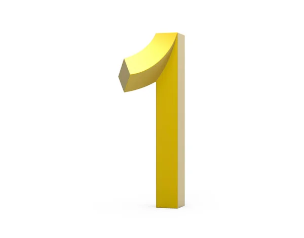 3D render golden beveled number 1 — Stock Photo, Image