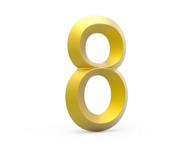 3D render altın eğimli sayı 8