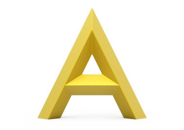 3D render altın eğimli alfabesi A