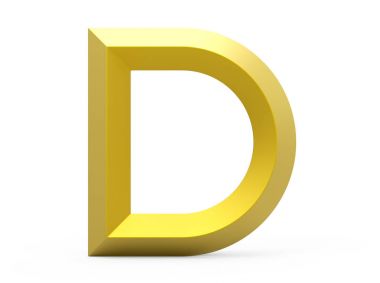 3D render altın eğimli alfabe D