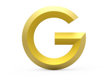 3D render altın eğimli alfabe G
