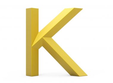 3D render altın eğimli alfabe K