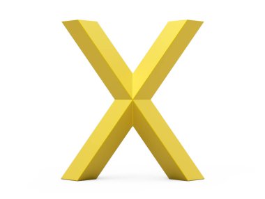 3D render altın eğimli alfabe X