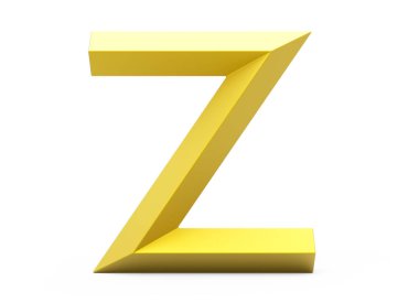 3D render altın eğimli alfabe Z