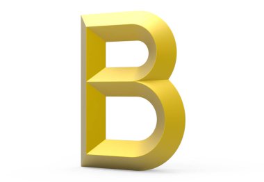 3D render altın eğimli alfabe B