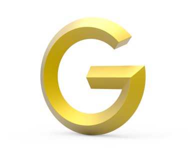 3D render altın eğimli alfabe G