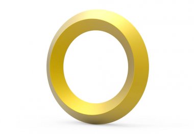 3D render altın eğimli alfabesi O