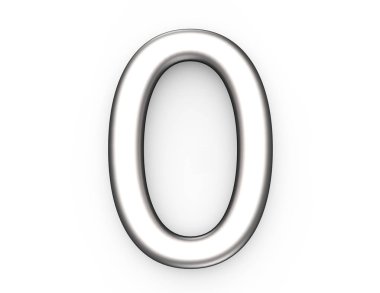 3D render metalik numarası 0