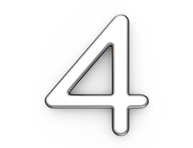 3D render metalik sayı 4