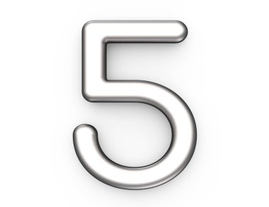 3D render metalik sayı 5