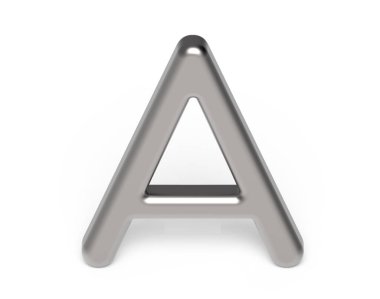 3D render metalik alfabesi A