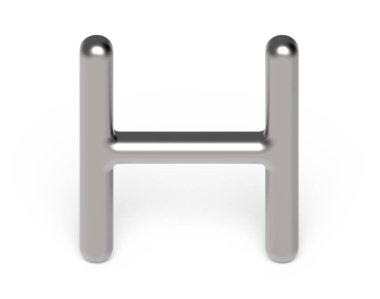 3D render metalik alfabe H