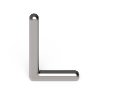 3D render metalik alfabe L