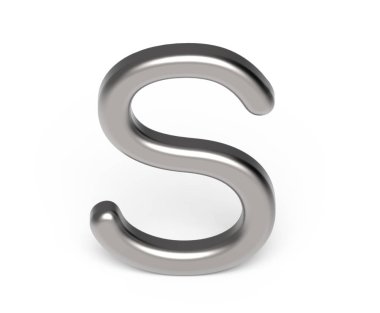 3D render metalik alfabe S