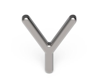 3D render metalik alfabe Y