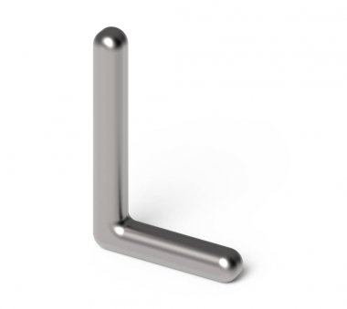 3D render metalik alfabe L