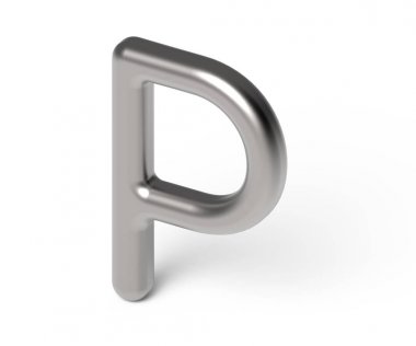 3D render metalik alfabe P