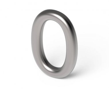 3D render metalik numarası 0