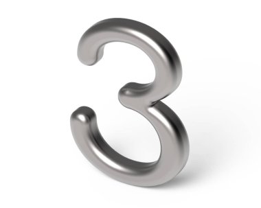 3D render metalik sayı 3