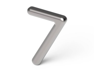 3D render metalik sayı 7