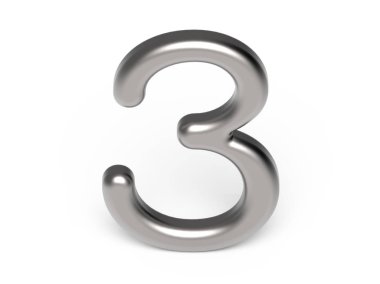 3D render metalik sayı 3
