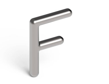 3D render metalik alfabe F