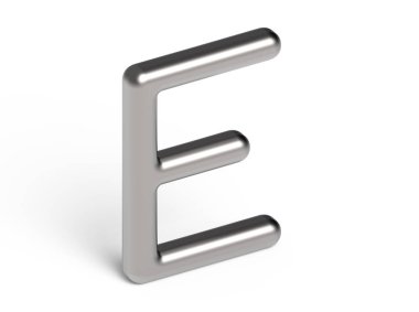 3D render metalik alfabe E