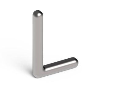 3D render metalik alfabe L