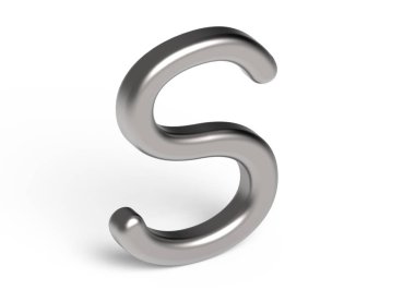 3D render metalik alfabe S