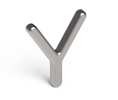 3D render metalik alfabe Y