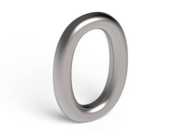 3D render metalik numarası 0