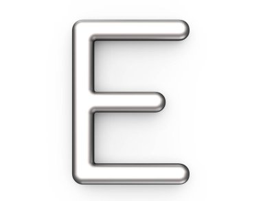 3D render metalik alfabe E