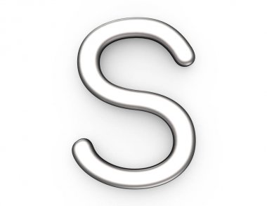 3D render metalik alfabe S