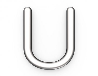 3D render metalik alfabe U