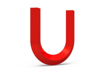 3D render kırmızı eğimli alfabe U