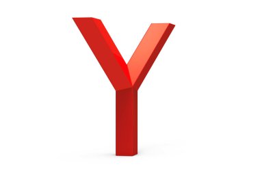 3D render kırmızı eğimli alfabe Y