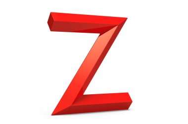 3D render kırmızı eğimli alfabe Z