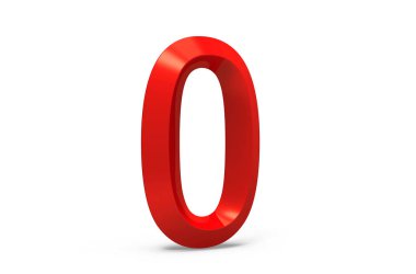 3D render kırmızı eğimli numarası 0