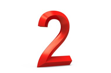 3D render kırmızı eğimli sayı 2