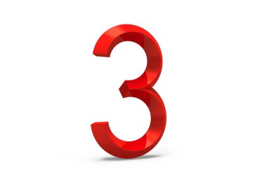 3D render kırmızı eğimli sayı 3