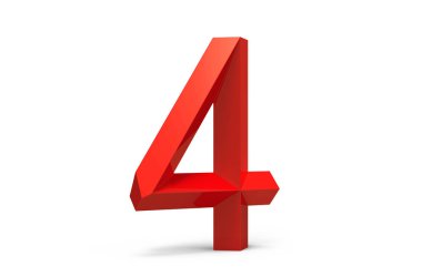 3D render kırmızı eğimli sayı 4