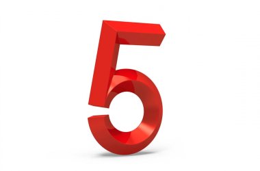 3D render kırmızı eğimli sayı 5