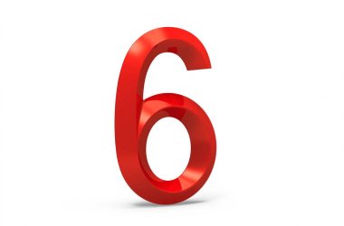 3D render kırmızı eğimli numarası 6
