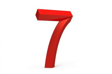3D render kırmızı eğimli sayı 7