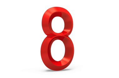 3D render kırmızı eğimli sayı 8