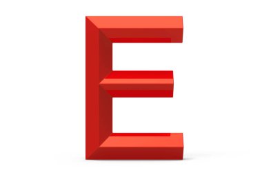 3D render kırmızı eğimli alfabe E
